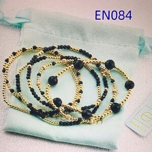 Newton Gold and Black Beaded Bracelet Set